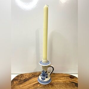 Vintage Delfts Style Holland Candlestick Blue and White Ceramic 70’s